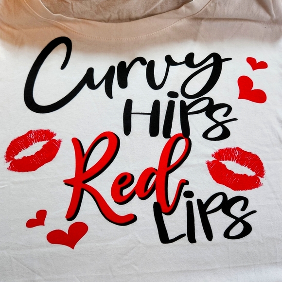 CURVY HIPS & RED LIPS ♡ CUTE WHITE TEE ♡ 3x ♡ NWT - Picture 6 of 9